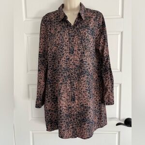 Banana Republic Geometric Print Shirt Dress Tunic Careerwear Size 12 Navy Pink